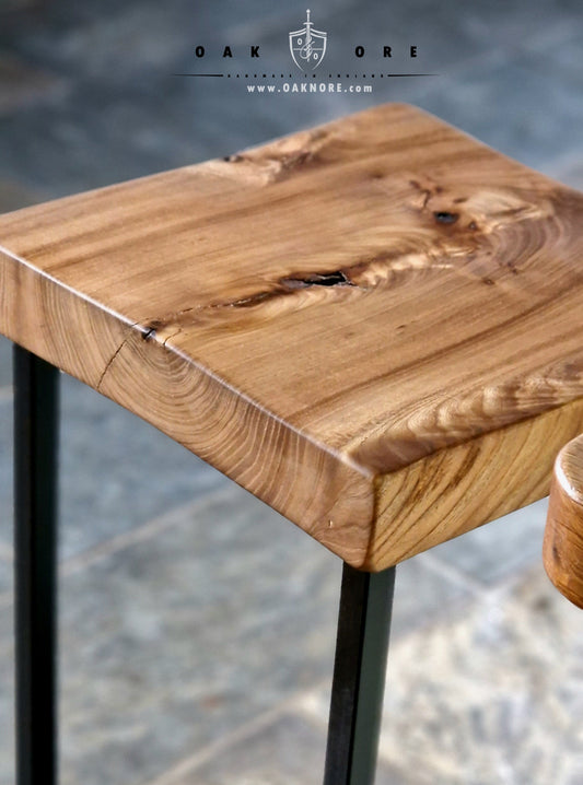 The Butcher Block Handmade Steel and Oak Stool