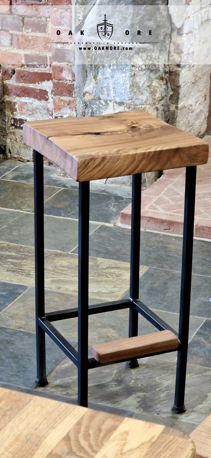 The Butcher Block Handmade Steel and Oak Stool