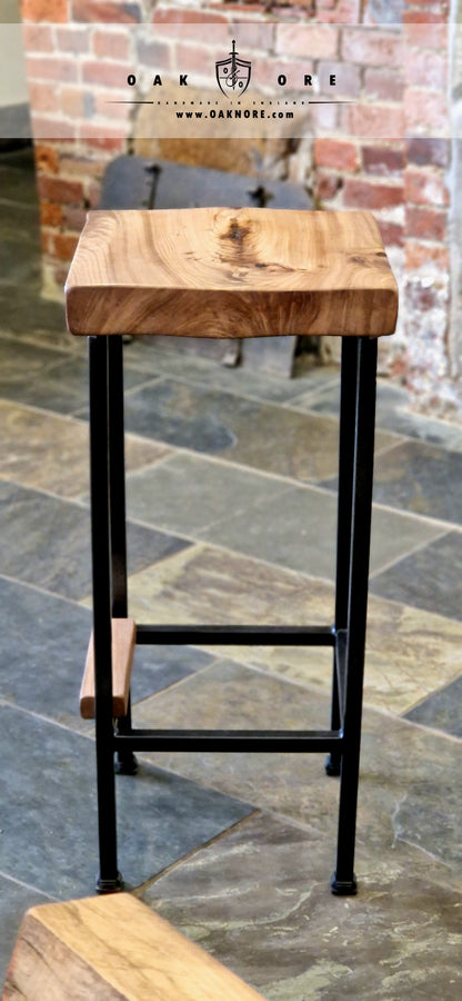The Butcher Block Handmade Steel and Oak Stool