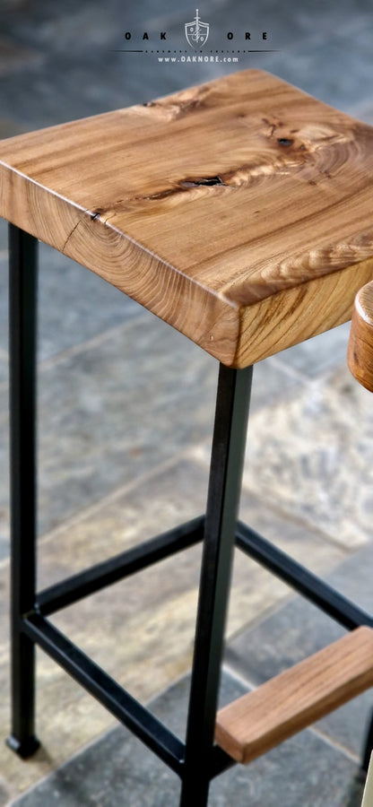 The Butcher Block Handmade Steel and Oak Stool